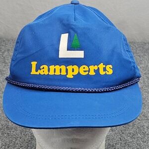 Lamperts Rope Hat Snapback Blue Nylon Logo Cap Y2K USA Fabric Americana Lamperts